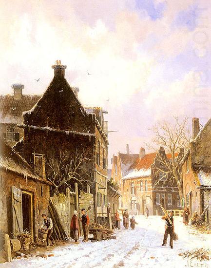 A Village Street Scene in Winter, Adrianus Eversen